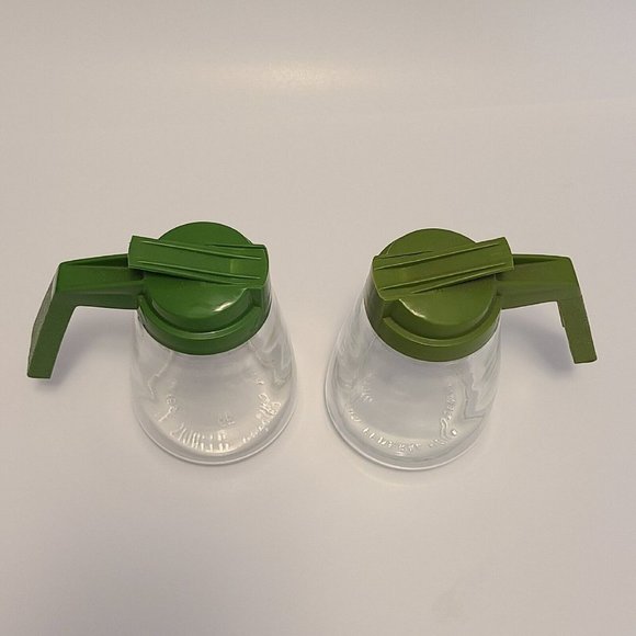 2 Vintage Federal Housewares Syrup Sugar Creamer Dispenser Green Spout Retro Mod - Picture 2 of 4